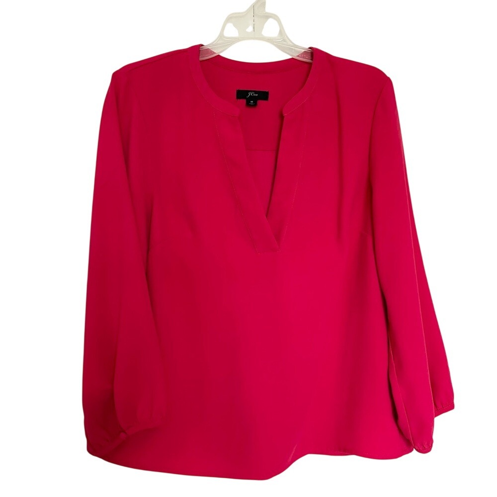 J. Crew Red Boxy Pleat Blouse 3/4
Sleeves Heavyweight Polyester Size Medium